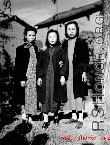 Woman in Yunnan, China, likely wives of officers. During WWII.