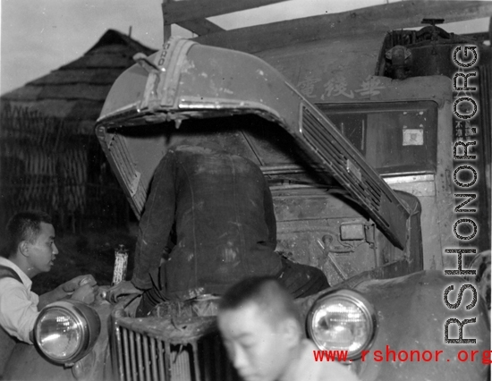 Mechanic on truck engine, needed to keep a truck running in China (CBI) during WWII.