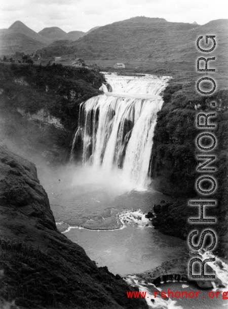 The Huangguoshu falls, near Anshun city, Guizhou province, China, during WWII.