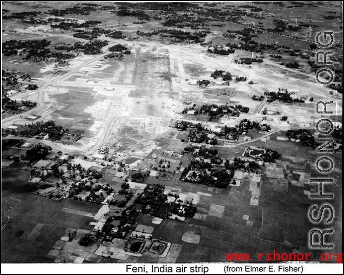 Aerial view of Feni, India, air strip during WWII.    Submitted by Elmer E. Fisher.