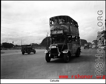 Bus in Calcutta, India, during WWII.