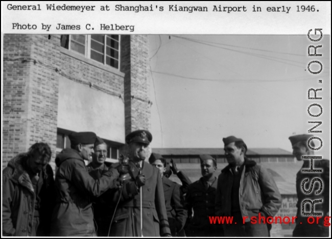 General Wiedemeyer At Kiangwan Airport, Shanghai, in early 1946.  Photo from James C. Helberg.