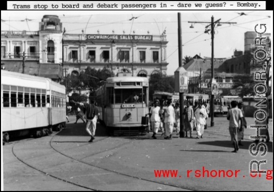 Tram in Chowringee during WWII.