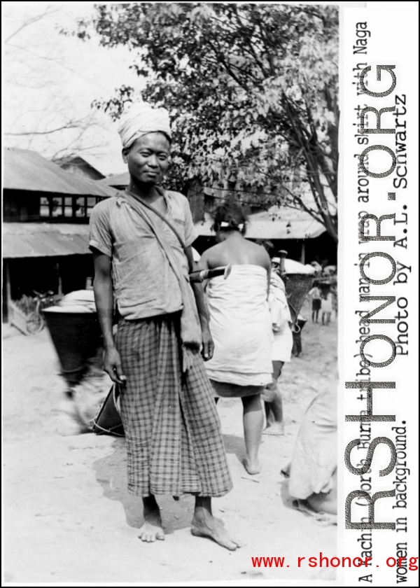 A Kachin head man in north Burma during WWII.   Photo by A. L. Schwartz.