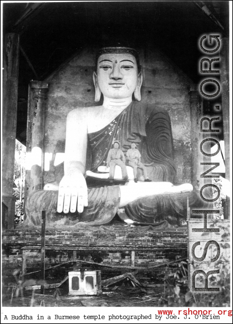 A Buddha in a Burmese temple during WWII.  Photo by Joe. J. O'brien.