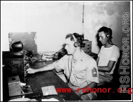 GIs operating radio equipment in the CBI during WWII.