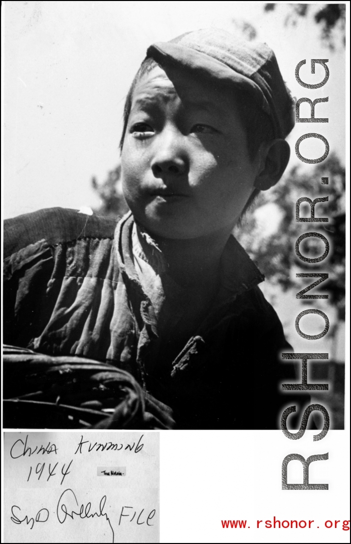 A boy in Kunming, China, 1944.  Photo by Syd Greenberg.