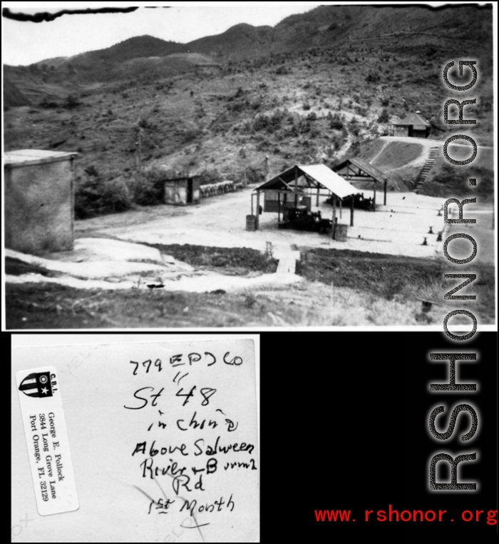 779th EPD Co. station #48 in China, above Salween River and Burma Road, "1st month."  Photo from George E. Pollock.