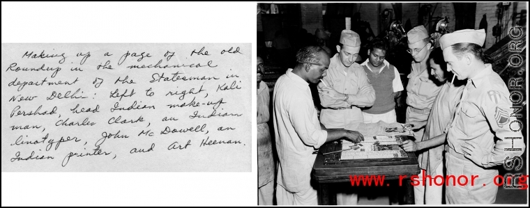 Making up a page for the old Roundup in the mechanical department of The Statesman in new Delhi. In the CBI during WWII. 