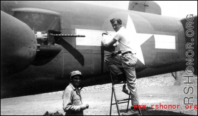 A B-25 gets work, most likely at Yangkai. From the collection of Frank Bates.