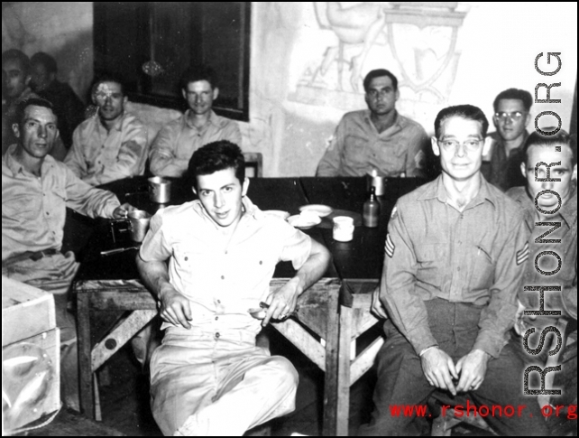 Two-Year party, Yangkai, China Oct. 18, 1944 Chisholm, Sizemore, Atkinson, Arel, Schumaier, Romanazzi, Carter, McGlockin, Eberhardt, Frank Bates.