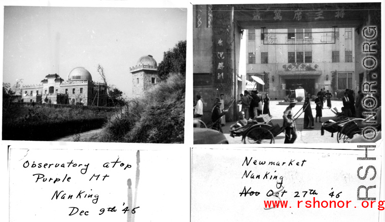 Purple Mt. Park, Nanjing, China, late 1945, and market.
