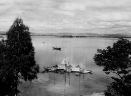 Boats on lake at Kunming, Dianchi 滇池, during wartime.