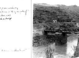 An American transport truck crossing a bridge in Yunnan province, China, north of Kunming, May 1945.