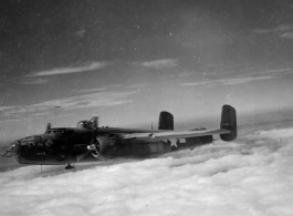 B-25, tail number 448, on a mission, 1944.