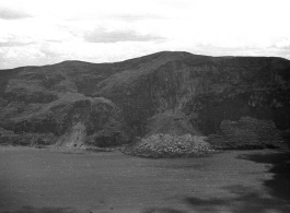 View over Dianchi Lake (滇池) outside of Kunming, China, during WWII, of enormous landslide.