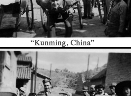 GIs goof with rickshaws in Kunming city, Yunnan province, China, during WWII.