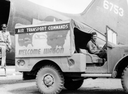 ATC Welcome Wagon before a C-47 in China, during WWII.