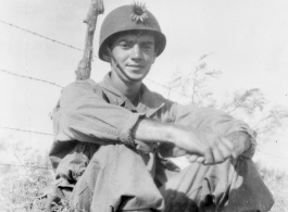 GIs, possibly stateside, during WWII, possibly at at Camp Swift, Texas.  Photograph developed in 1943 by Renfro's Photo Service.