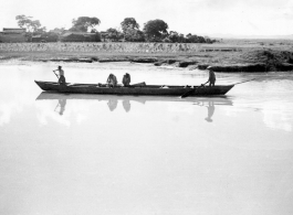 Boat on river in Yunnan, during WWII.