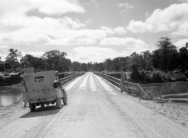 797th Engineer Forestry Company in Burma: Bridge over a river on the Burma Road.  During WWII.