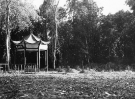 Chinese military graveyard in Burma, with a small pavillion.  During WWII.  “忠魂停”