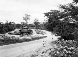 Camp or transport station along Burma Road.  During WWII.  797th Engineer Forestry Company.