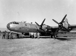 The B-29 bomber "Mary K"  Aircraft in Burma near the 797th Engineer Forestry Company.  During WWII.