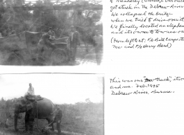 ATC flyers bridge collapse and Elephant tow on R&R to the "Assam jungle, Burma," during February 1945.  People in images:       Richard "Dick" Harris       F/O Bill Carpenter       F/O Harry Berd       Local elephant handler
