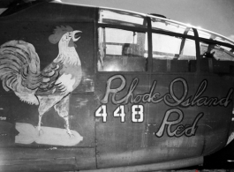 Nose are from B-25 #448 "Rhode Island Red".  From the collection of Wozniak, combat photographer for the 491st Bomb Squadron, in the CBI.