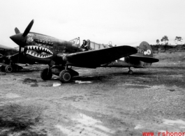 The P-40 "Ruth-a" in the CBI.  From the collection of Wozniak, combat photographer for the 491st Bomb Squadron, in the CBI.