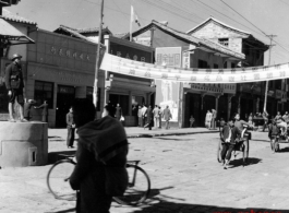 Scenes around Kunming city, Yunnan province, China, during WWII: Street and traffic police.