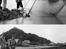 Fishing in Guangxi with GIs look on. During WWII.