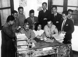 Press conference with Public Relations Office of the 14th Air Force on 4 September 1944 in China.   In the CBI during WWII.