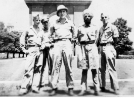 Norm Collard with part of his crew and a friend in Calcutta, 1945.  Photo from Norm Collard.
