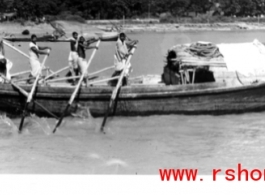 Boat on river in India during WWII. In the CBI.   Photo by Frank A. Bond.