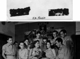 Jinx Falkenberg & Betty Yeaton with appreciative GIs in Photo Section Room, New Delhi, 1944.  In the CBI during WWII.   Photo from F. C. Reed.
