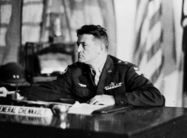 General Claire Chennault at a desk in the CBI during WWII.