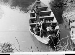 Boat on lake with boys, at hot springs. China, April 1945.