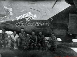 GIs with the B-24 Powder River "Let'er Buck" in the CBI during WWII.