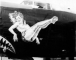 Nose art on a B-24, by David Attie. This is on Liberator serial #44-51508 Ford B-24M-30-FO named "Stripped for ACTION." (thanks Jack Gross)