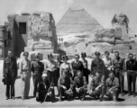 Service men and women in Egypt, along with presumably their guide, in front of the Great Pyramid, taken during Mazer's journey to the CBI. During WWII.  It is quite possible that Mazer deployed overseas as a replacement aboard ATC transport aircraft, not knowing to what unit/plane he would be assigned until his arrival in India or China. If so, this eclectic group might even be a sampling of the people on a recent group flight.  (Thanks to Tony Strotman for additional information.)