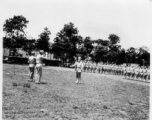 Award ceremony with Major Gen. Charles B. Stone during a visit to Yangkai on the August 29, 1945.  Yangkai, APO 212, during WWII.