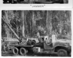 797th Engineer Forestry Company in Burma, loading sections for milling for bridge building along the Burma Road.  During WWII.