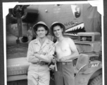 Radar men at Chenggong air base, Yunnan, China. During WWII.  Ira Underwood, Tom Cook.  374th Bombardment Squadron B-24 "Massa's Dragon" #42-109862 in revetment at Chenggong.