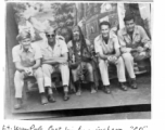ATC flyers pose with fakir at Dibrugarh, India, during WWII, in August 1945.  Left to right:      Lt. Jerry Pyle, Capt     Jim Cunningham     CO Lt. Bob Boswell     F/O Dick Harris