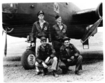 Flyers with their B-25 at Chakulia, India, in 1943.  Rear: Dave Hayward, Tony Mercep.  Front: George Scearce, Wilber Pritt.  22nd Bombardment Squadron, in the CBI.