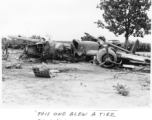 "This one blew a tire on landing. No injuries."  Wrecked B-25 MItchell.  22nd Bombardment Squadron, in the CBI.
