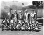 Flight crew #5308 at Will Rogers Field, Oklahoma, with F-7A/B-24 "Pvt. Peggy-I," serial #42-40433 at the end of stateside training before being sent overseas. 24th Combat Mapping Squadron, 8th Photo Reconnaissance Group, 10th Air Force.  Back: Sgt. William L. Ferrington, 2nd Lt. Thurston P. Hooper, 2nd Lt. William J. Rumler, 2nd Lt. Gordon T. Howes, Sgt. Jerry F. Perelli  Front: Cpl. Edwin F. Maske, Cpl. John T. Swick, Cpl. John F. Doyle, Cpl. John G. Wolfshorndl, Pvt. Ernest D. Jones