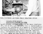 Pvt. Louie E. Mallette Jr., son of Mrs. L.E. Mallette, R.D. 2, Lucedale, Miss., explains the intricacies of a camera to a Chinese photo laboratory technician at headquarters of the Fourteenth Air Force's hard-hitting Chinese-American Composite Wing. 